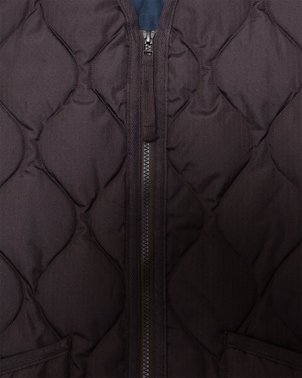 Military W-Zip V Neck Down Vest Dark Chocolate - TAION