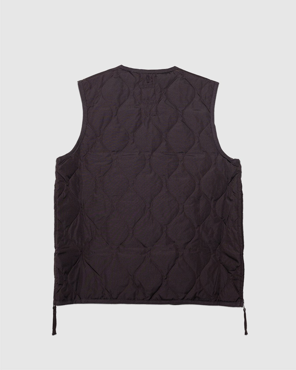 Military W-Zip V Neck Down Vest Dark Chocolate - TAION