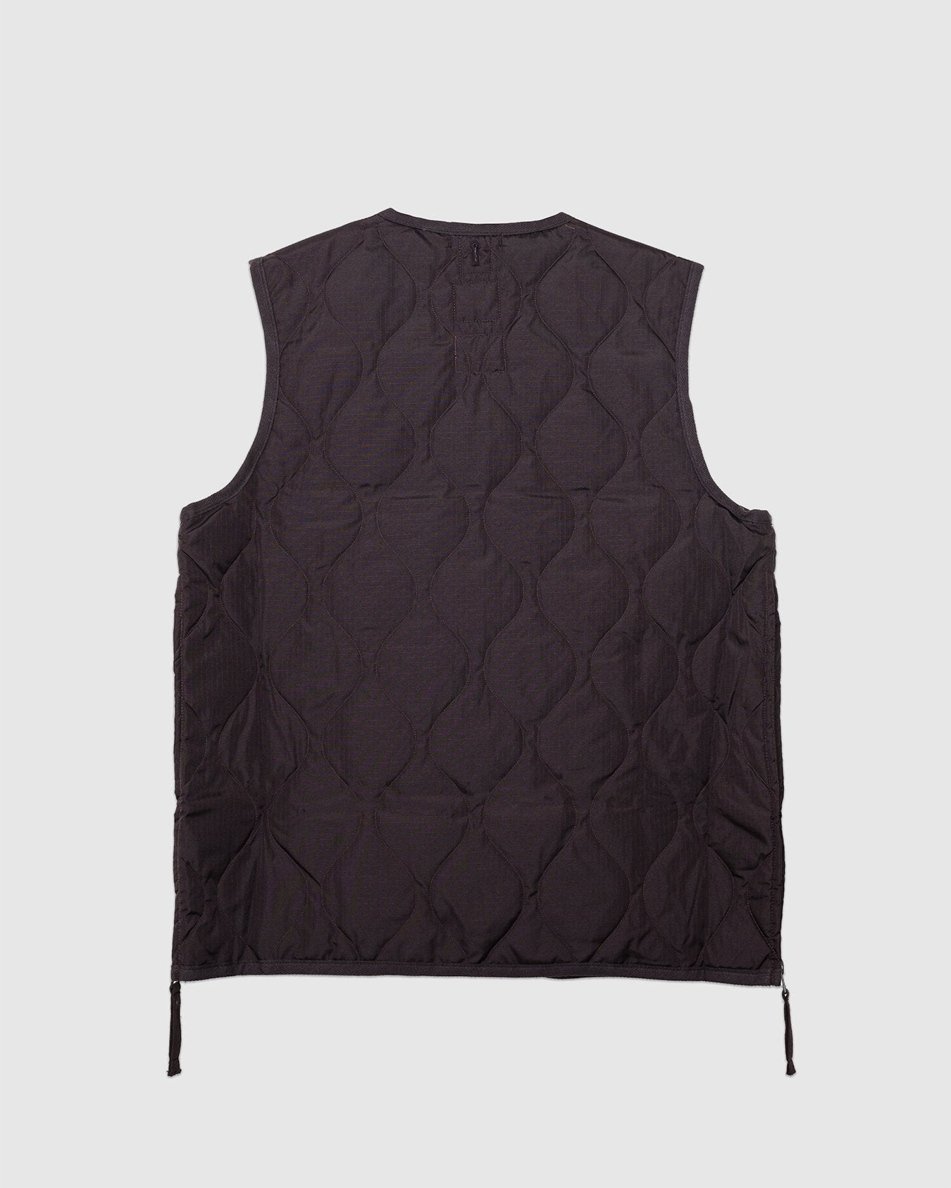 Military W-Zip V Neck Down Vest Dark Chocolate - TAION