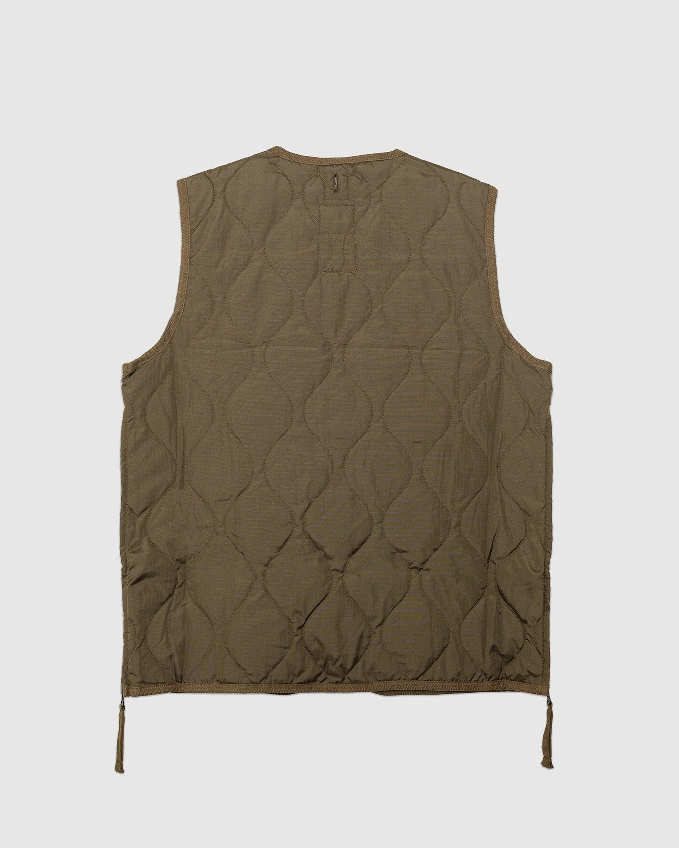 Military W-Zip V Neck Down Vest Dark Olive - TAION