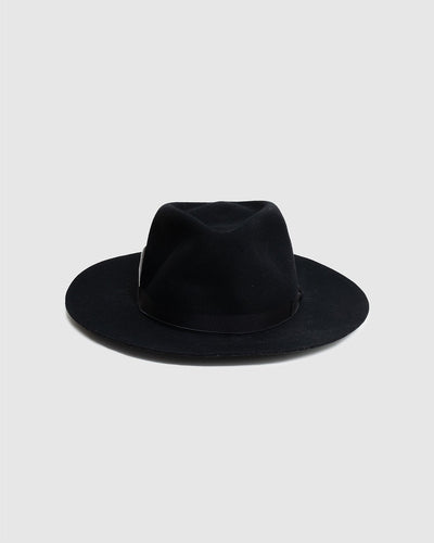 100% Wool Narrow Ribbon 22 Hat - Black - THE H.W. DOG & CO.