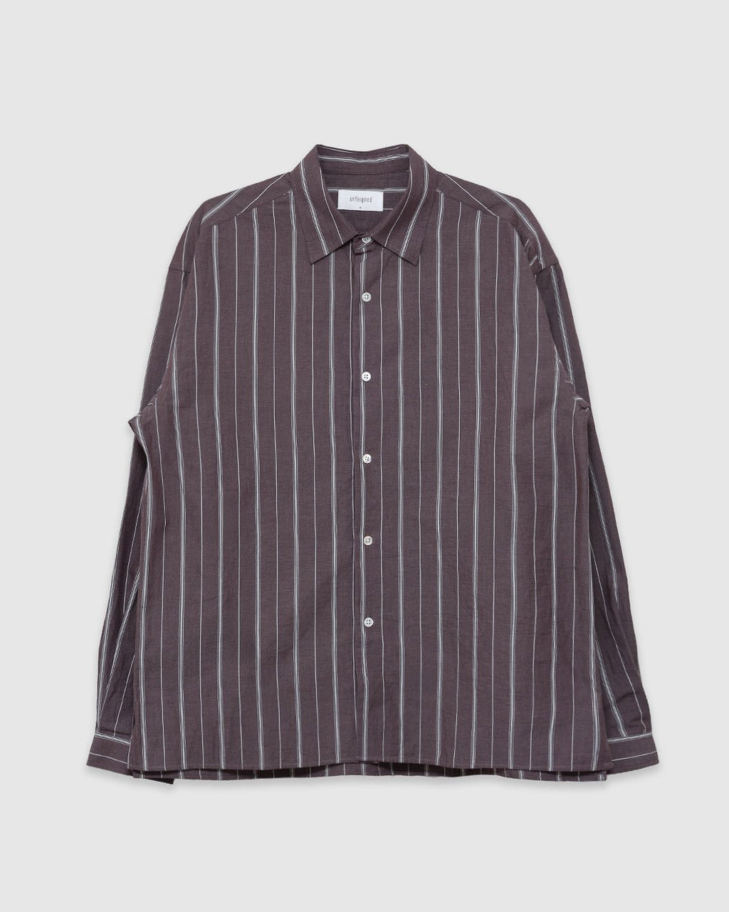 LS Relaxed Shirt Aubergine and Raw Stripes - UNFEIGNED
