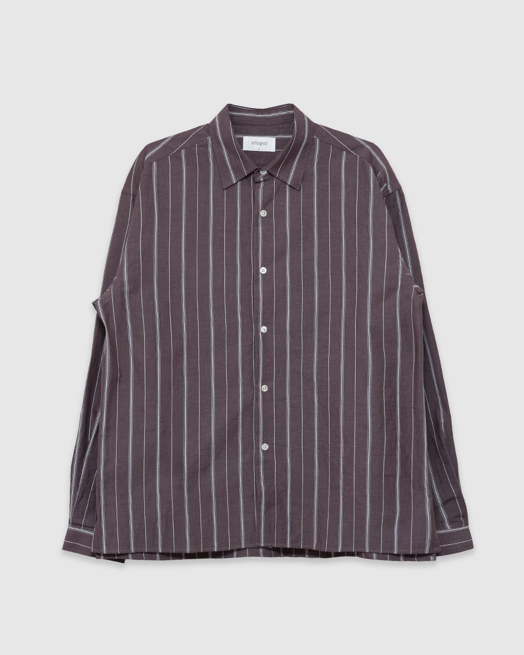 LS Relaxed Shirt Aubergine and Raw Stripes - UNFEIGNED