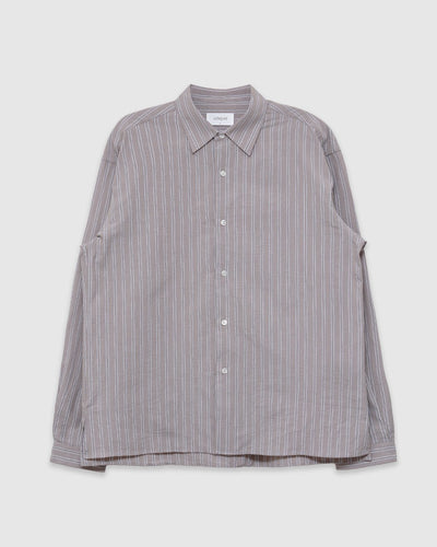 LS Relaxed Shirt Brown and White Stripes - UNFEIGNED