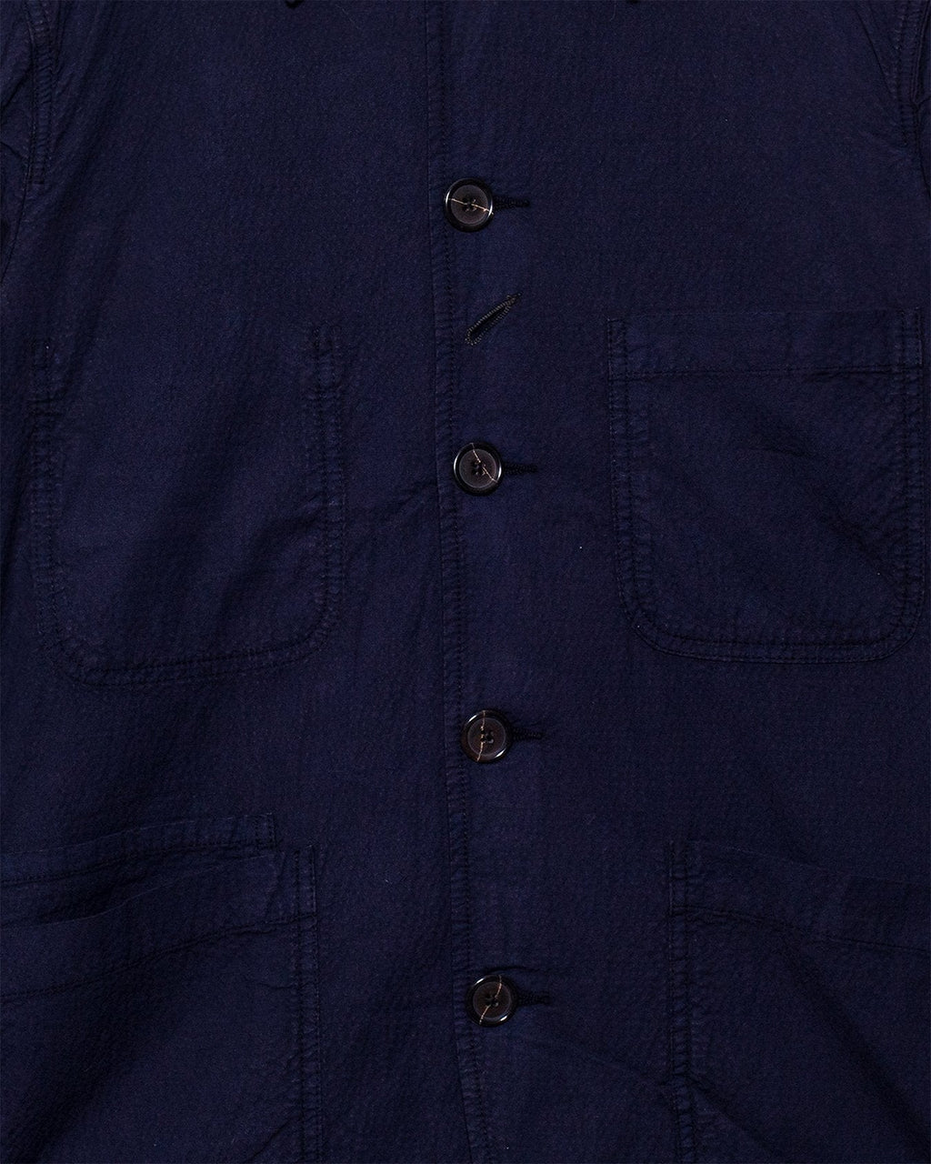 Bakers C Jacket in Seersucker ll - Navy - UNIVERSAL WORKS