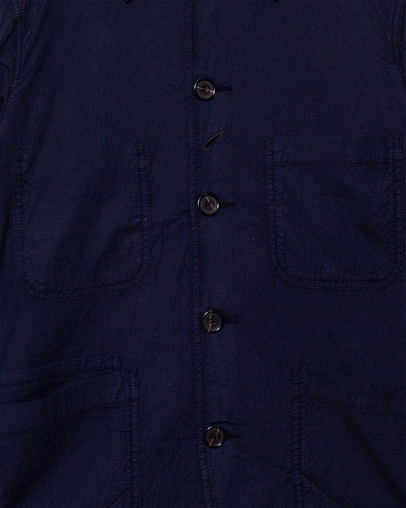 Bakers C Jacket in Seersucker ll - Navy - UNIVERSAL WORKS