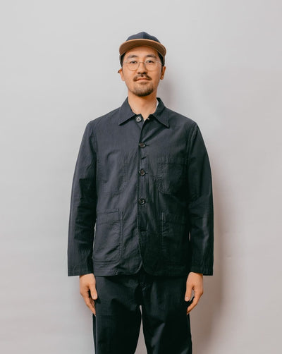 Bakers C Jacket in Seersucker ll - Navy - UNIVERSAL WORKS