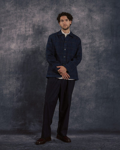 Bakers C Jacket Navy Harris Tweed Plaid - UNIVERSAL WORKS