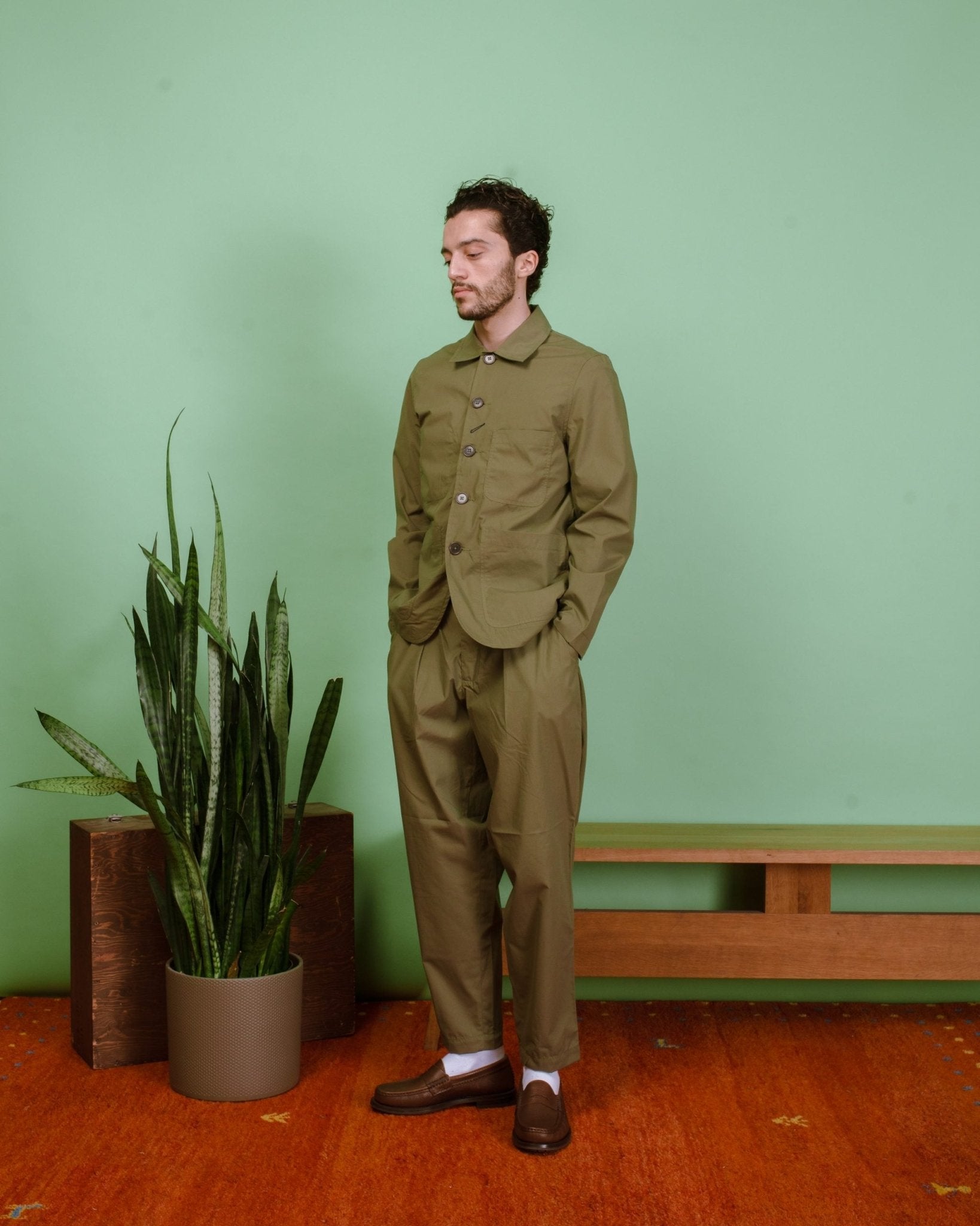 Bakers C Jacket Recycled Poly Tech - Olive - UNIVERSAL WORKS