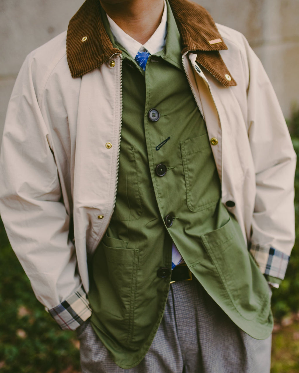 Bakers C Jacket Recycled Poly Tech - Olive - UNIVERSAL WORKS