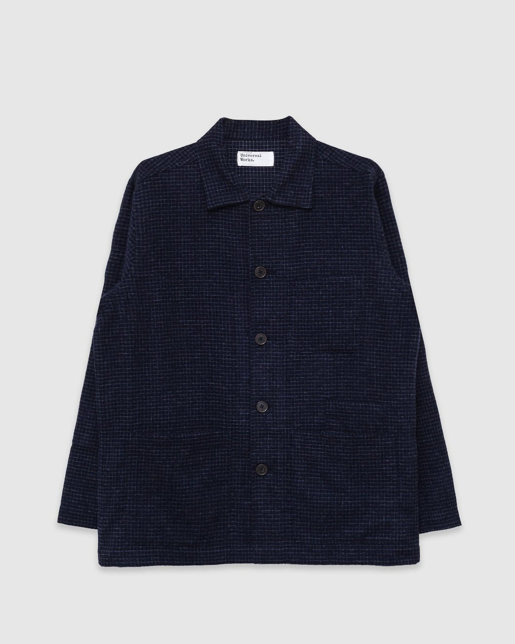 Bakers Overshirt Bobby Wool Mix Navy Check - UNIVERSAL WORKS