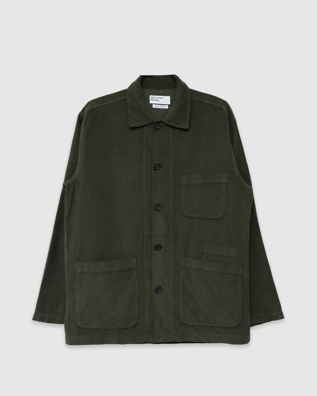 Bakers Overshirt Fine Cord Olive - UNIVERSAL WORKS