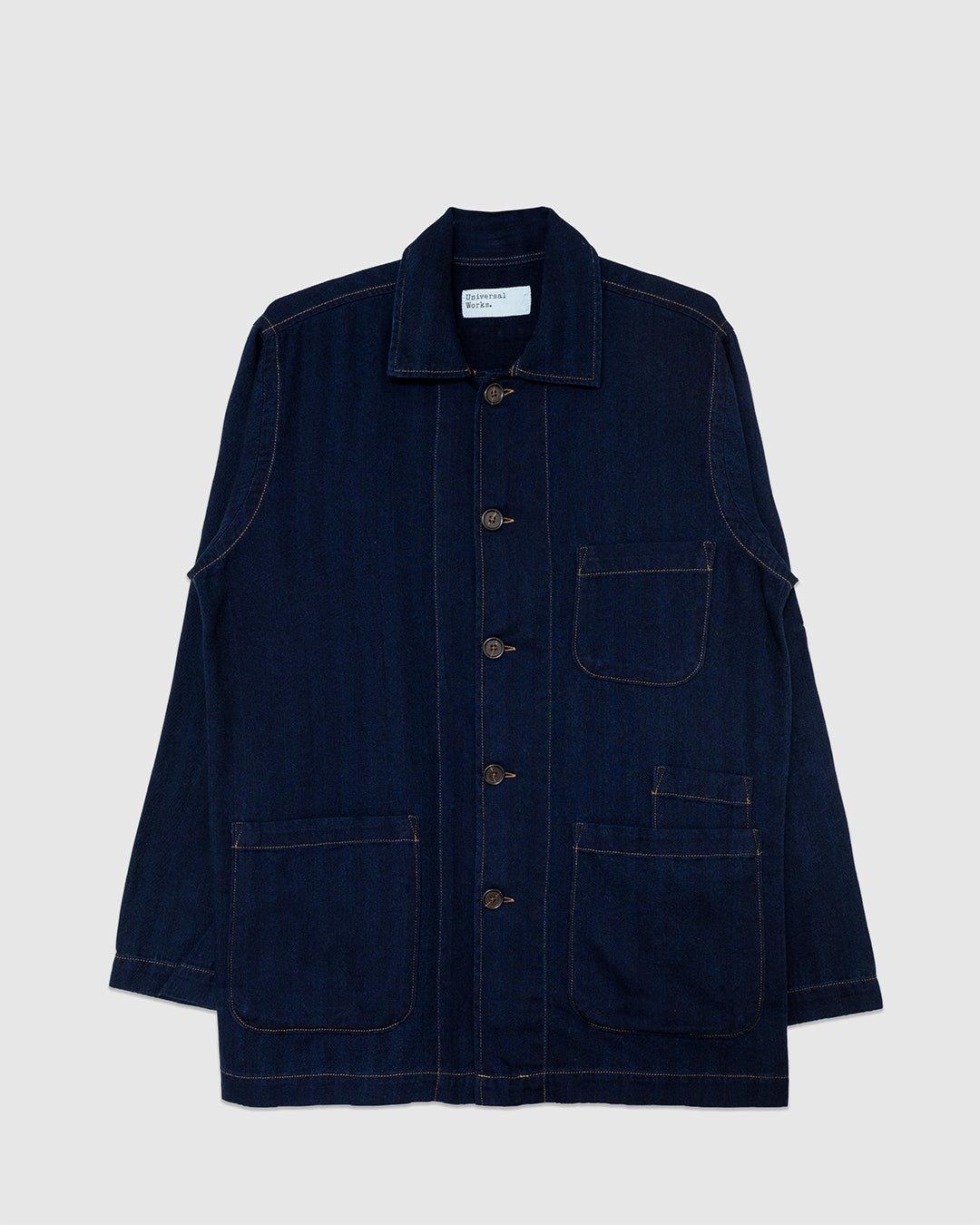Bakers Overshirt Herringbone Indigo - UNIVERSAL WORKS