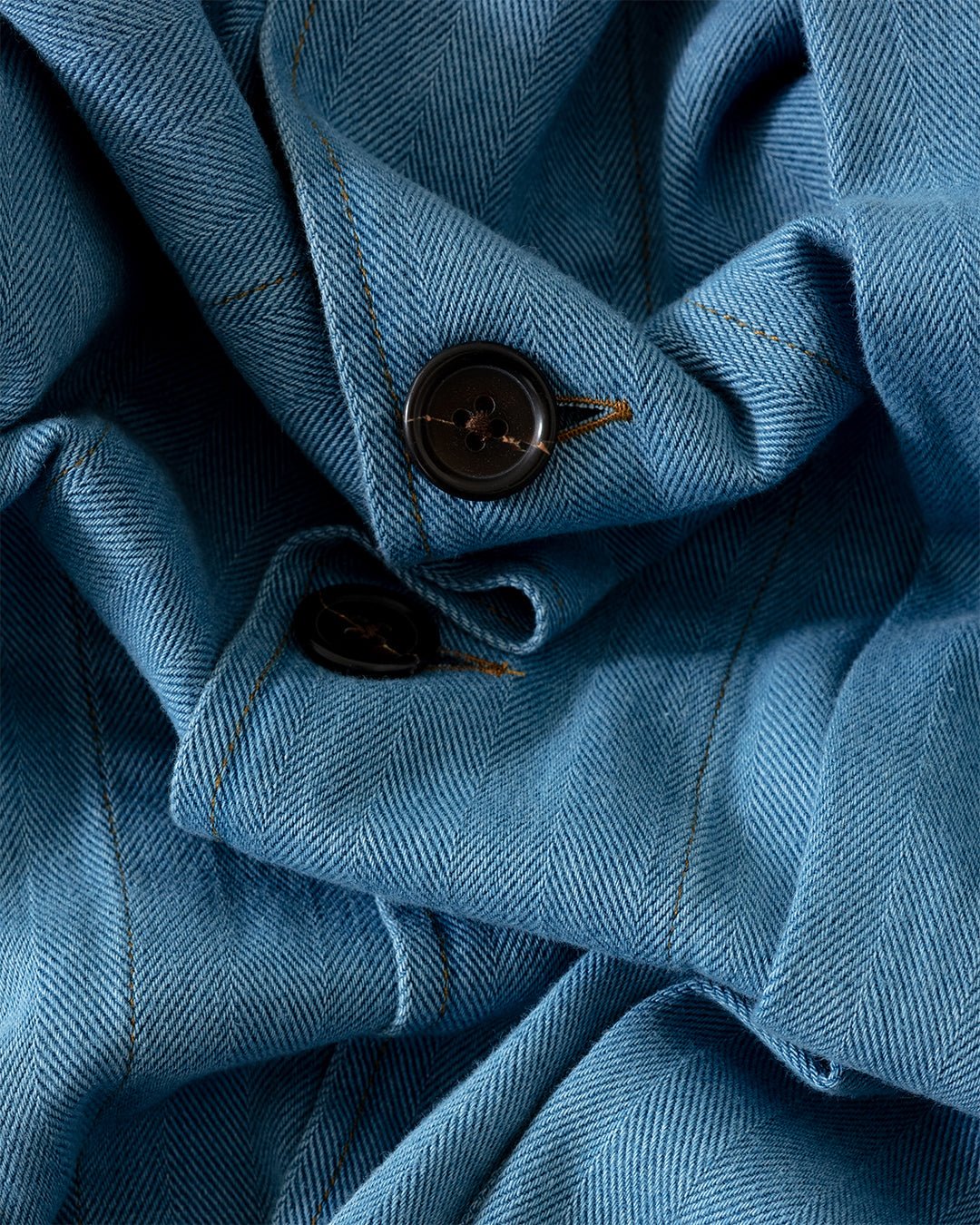 Bakers Overshirt Herringbone Washed Indigo - UNIVERSAL WORKS