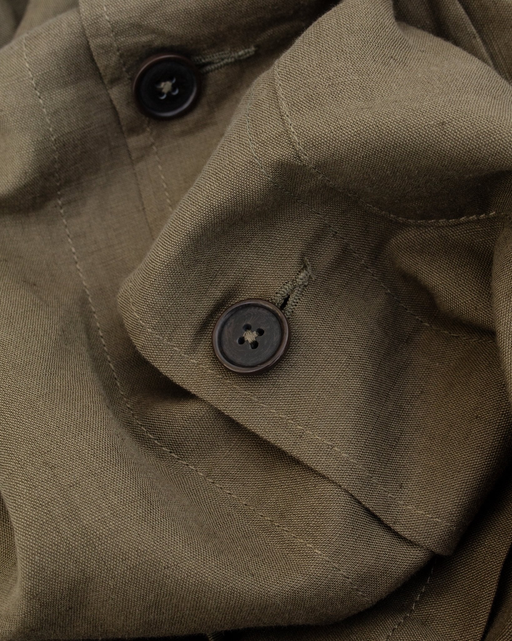 Bakers Overshirt Linen Cotton Olive - UNIVERSAL WORKS