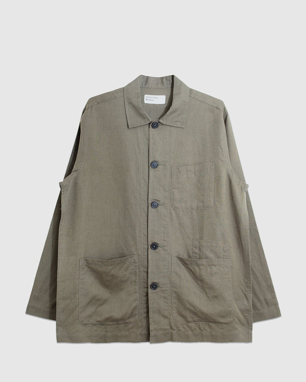Bakers Overshirt Linen Cotton Olive - UNIVERSAL WORKS