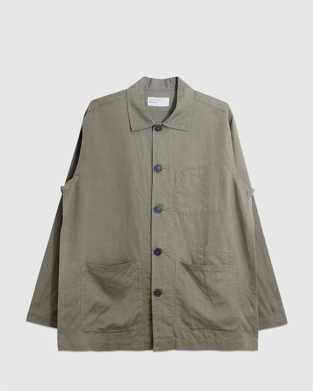 Bakers Overshirt Linen Cotton Olive - UNIVERSAL WORKS