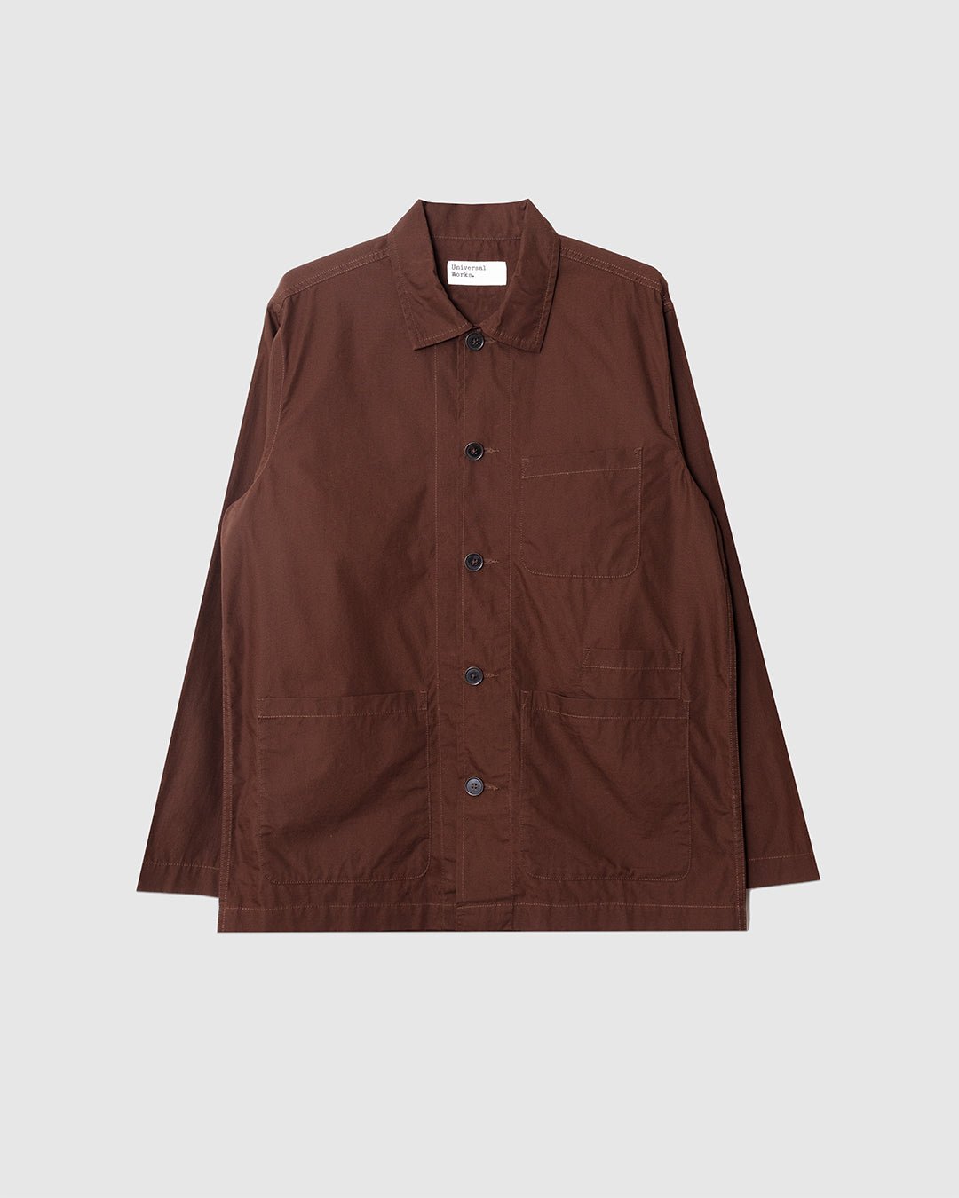 Bakers Overshirt Peached Poplin Brown - UNIVERSAL WORKS