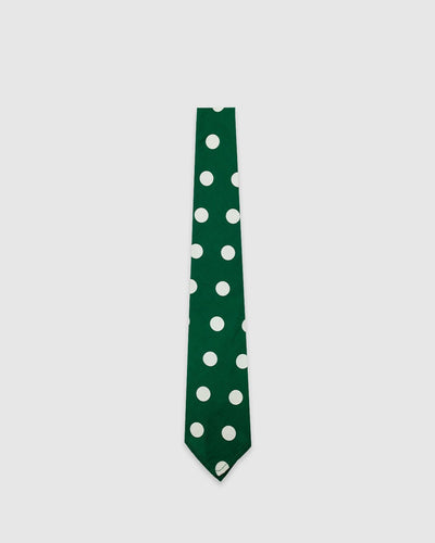 Bold Dot Print Tie Forest Green - UNIVERSAL WORKS