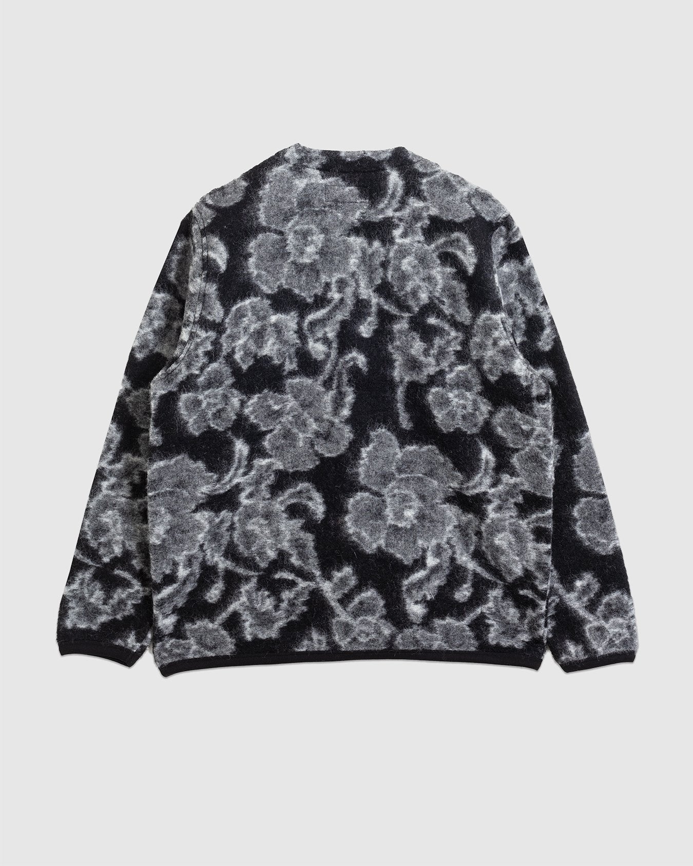 Cardigan Flower Fleece Charcoal - UNIVERSAL WORKS