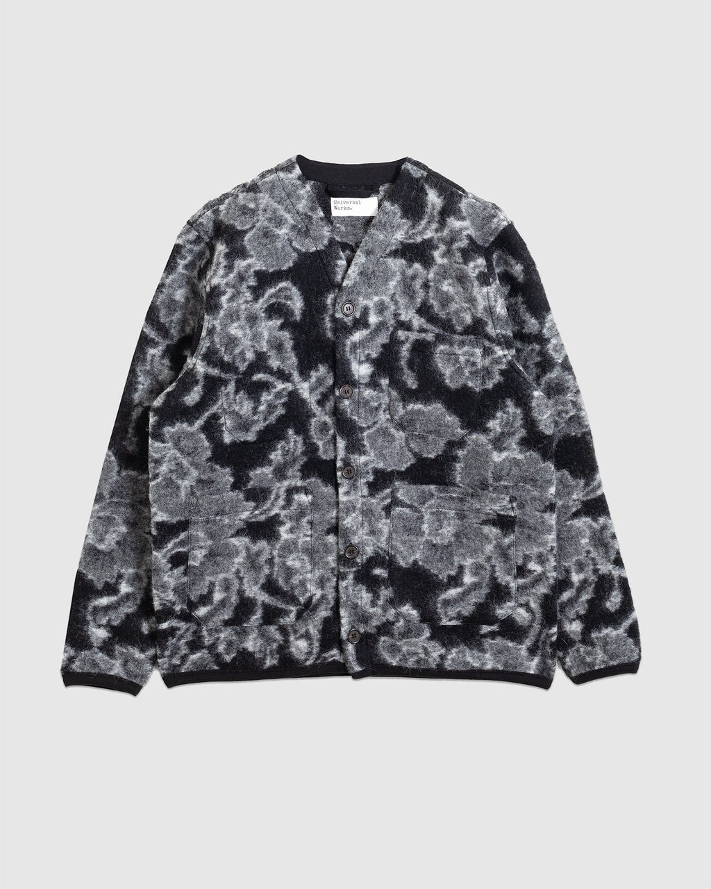 Cardigan Flower Fleece Charcoal - UNIVERSAL WORKS