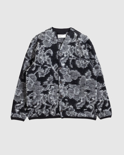 Cardigan Flower Fleece Charcoal - UNIVERSAL WORKS