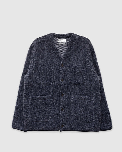 Cardigan Losso Mohair Mix Navy/ Pale Grey - UNIVERSAL WORKS