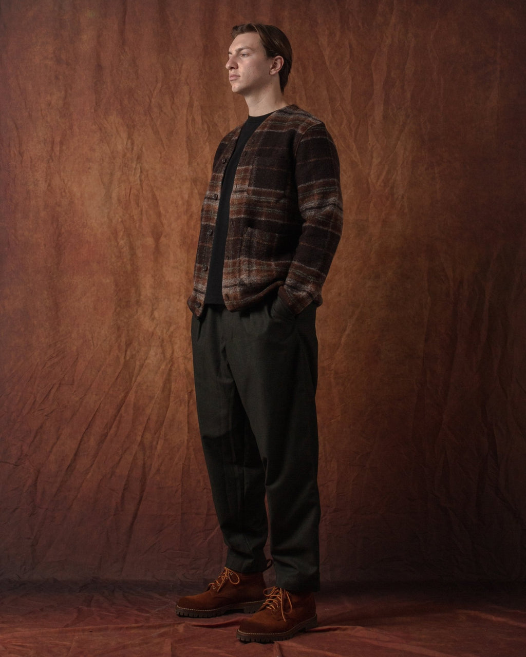 Cardigan Pino Wool Fleece Brown - UNIVERSAL WORKS