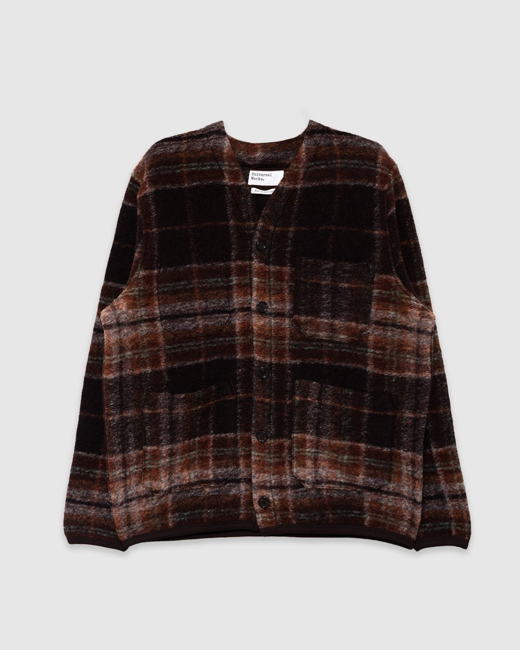 Cardigan Wool Fleece Berry/Brown - UNIVERSAL WORKS