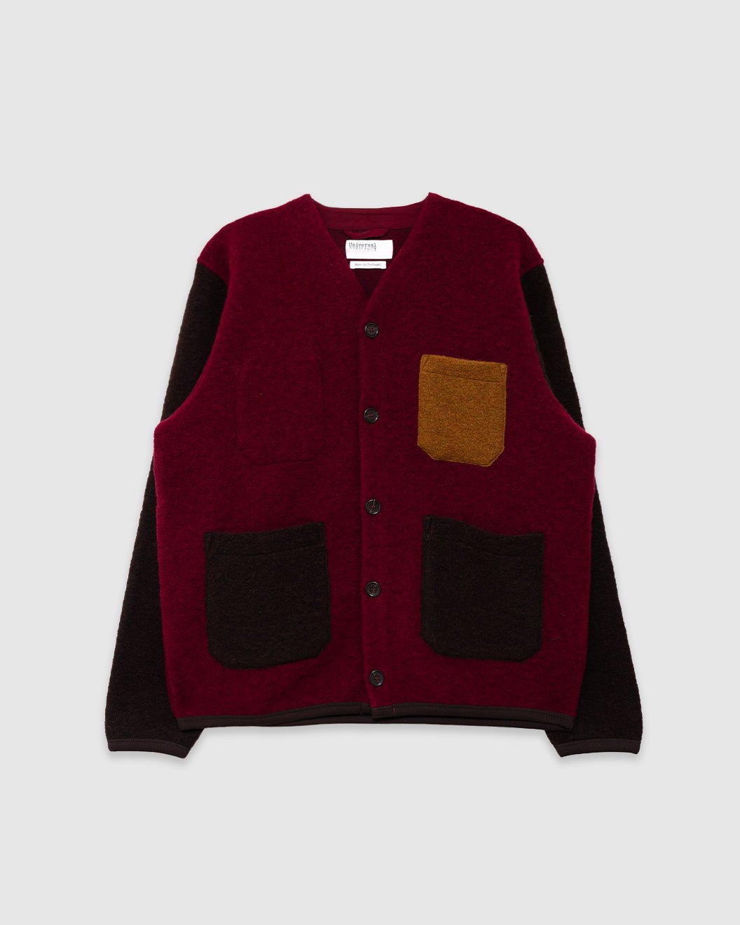 Cardigan Wool Fleece Berry/Brown - UNIVERSAL WORKS