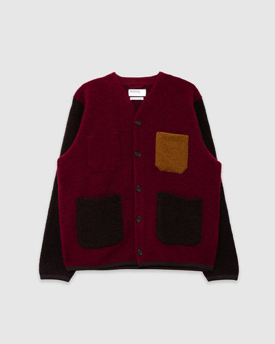 Cardigan Wool Fleece Berry/Brown - UNIVERSAL WORKS