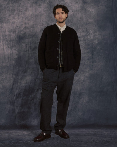 Cardigan Wool Fleece Black - UNIVERSAL WORKS