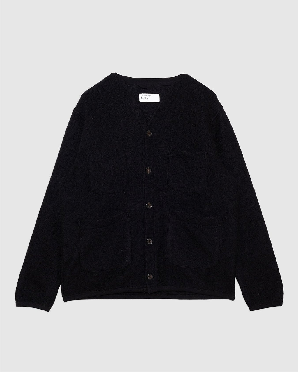 Cardigan Wool Fleece Black - UNIVERSAL WORKS