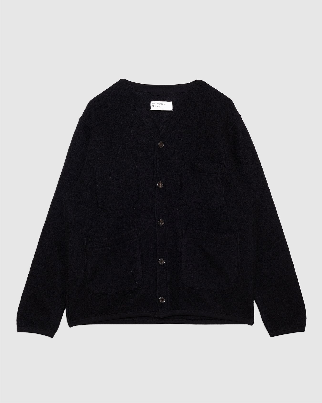 Cardigan Wool Fleece Black - UNIVERSAL WORKS