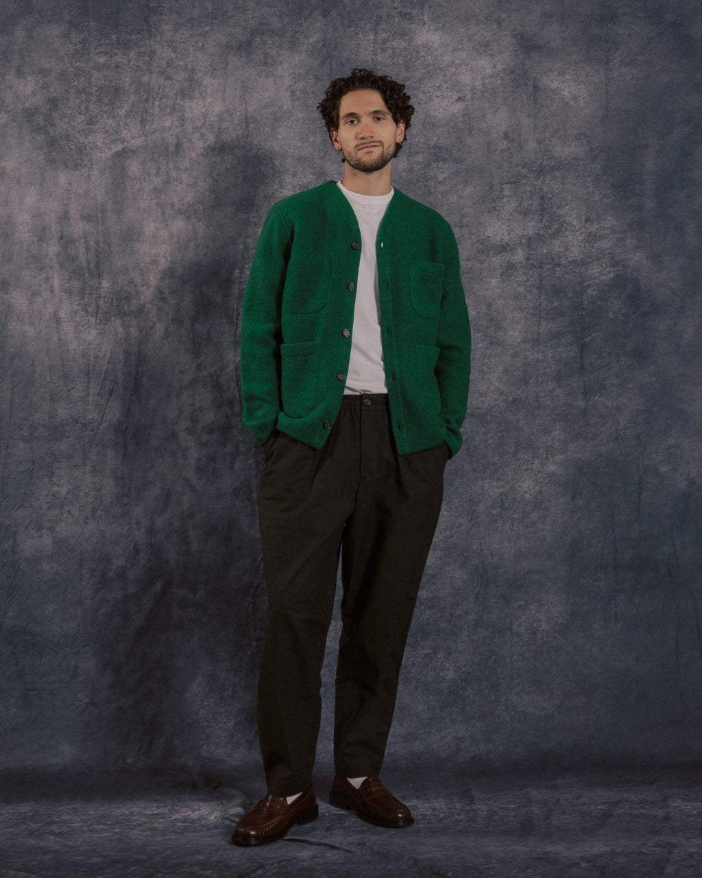 Cardigan Wool Fleece Green - UNIVERSAL WORKS