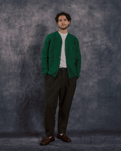 Cardigan Wool Fleece Green - UNIVERSAL WORKS