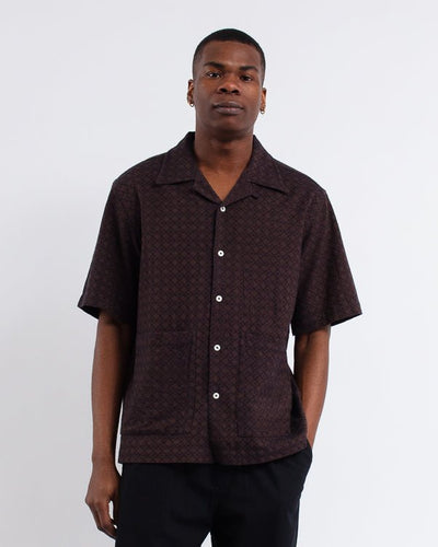 Deck Shirt Diamond Dobby Brown - UNIVERSAL WORKS