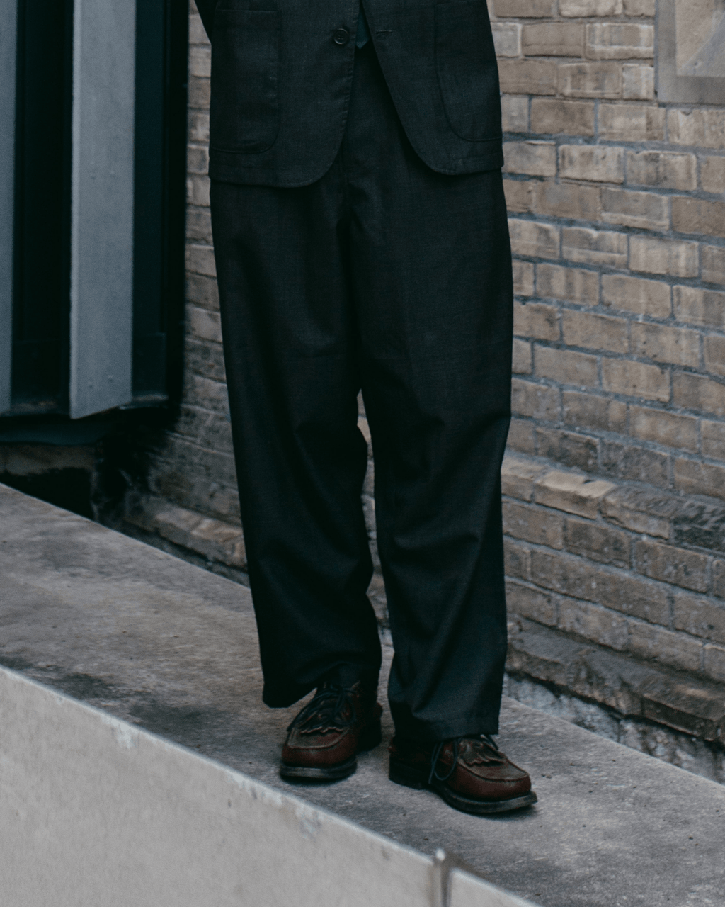 Dutch Pant Tropical Suiting Brown Marl - UNIVERSAL WORKS