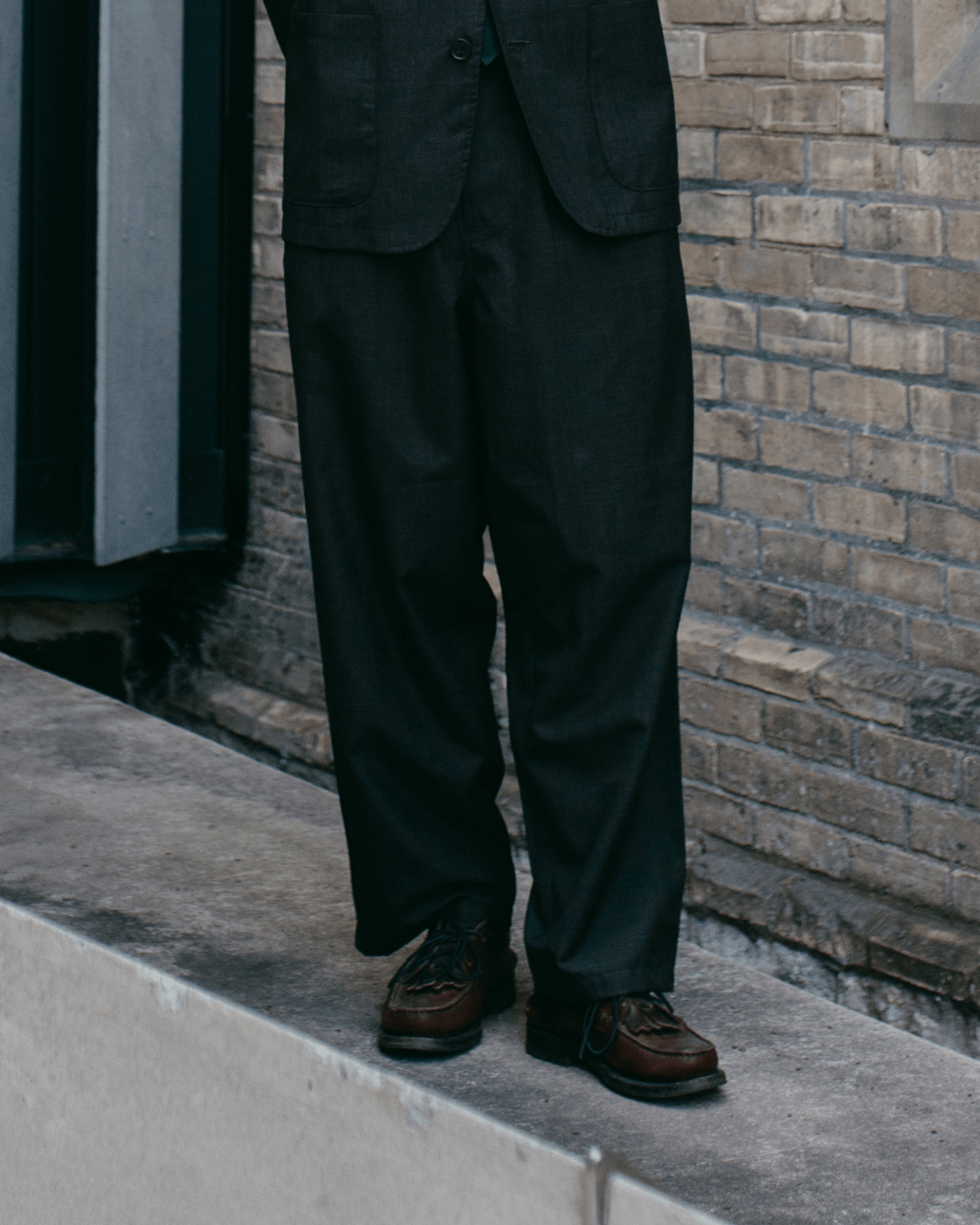 Dutch Pant Tropical Suiting Brown Marl - UNIVERSAL WORKS