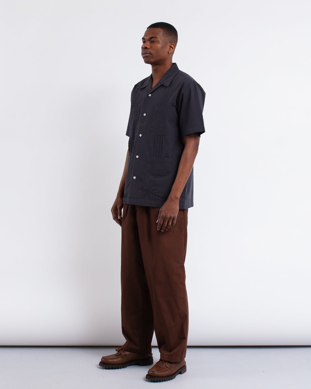 Dwight Overshirt Tech Cotton Black - UNIVERSAL WORKS