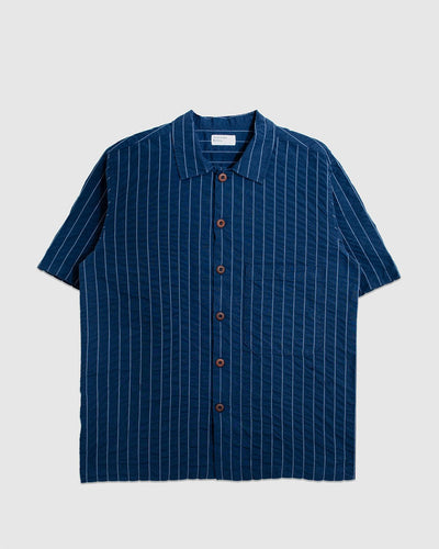 Fatigue Shirt Chester Stripe Navy - UNIVERSAL WORKS