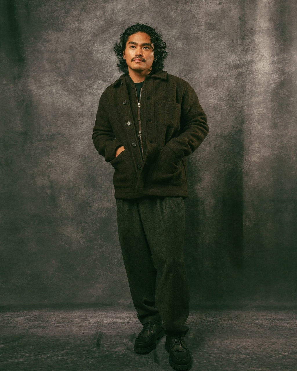 Field Jacket Brown Wool Fleece - UNIVERSAL WORKS