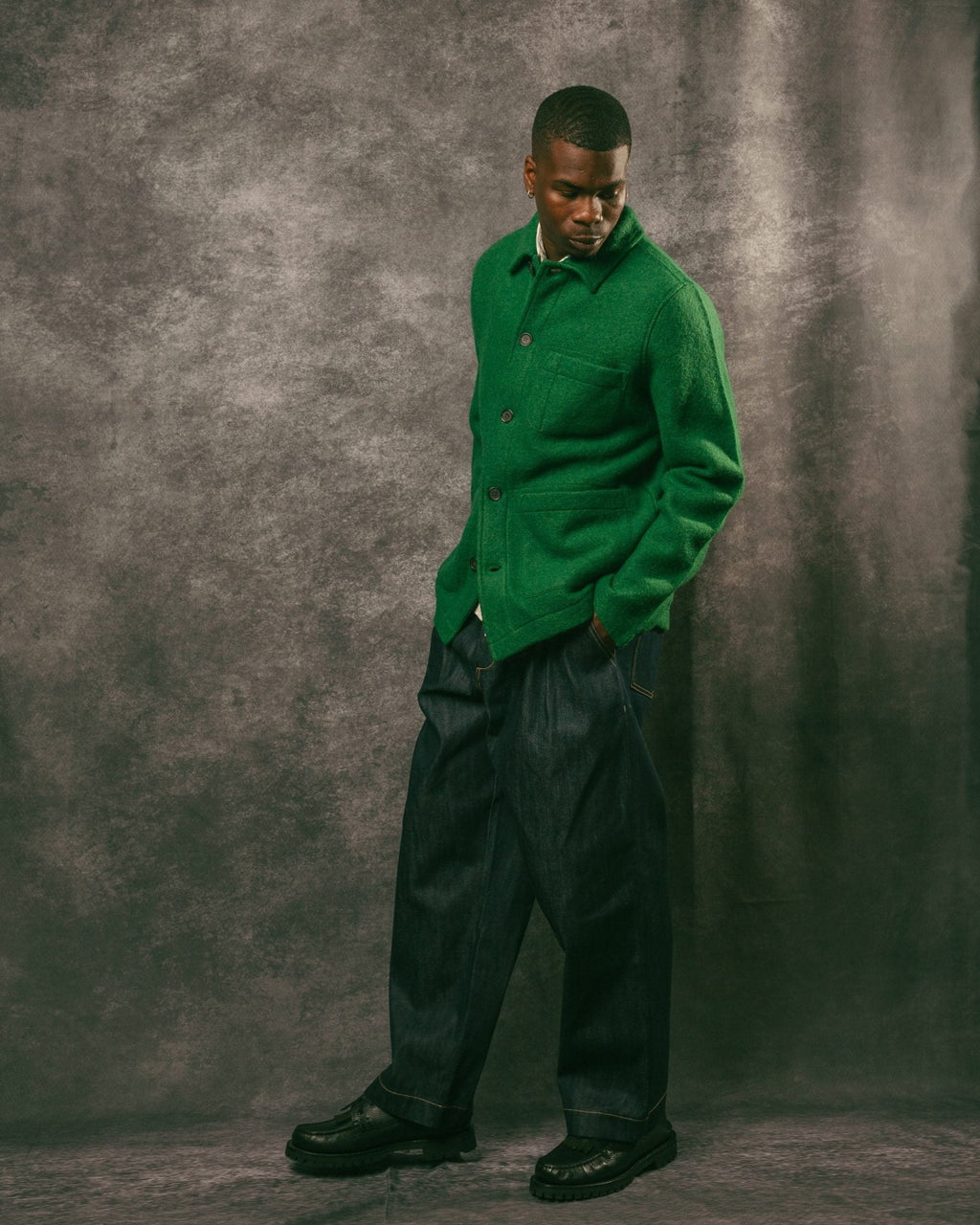 Field Jacket Green Wool Fleece - UNIVERSAL WORKS