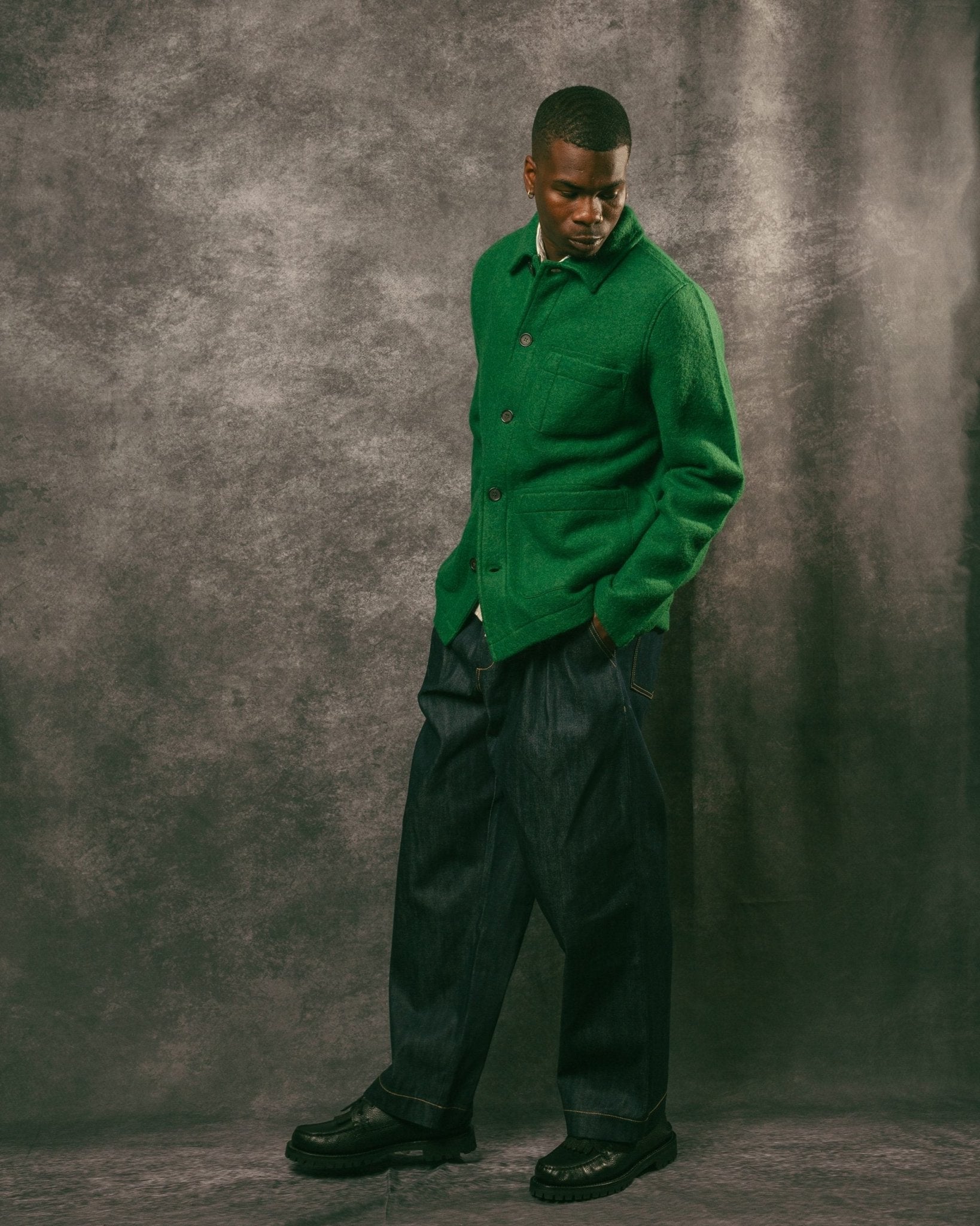 Field Jacket Green Wool Fleece - UNIVERSAL WORKS