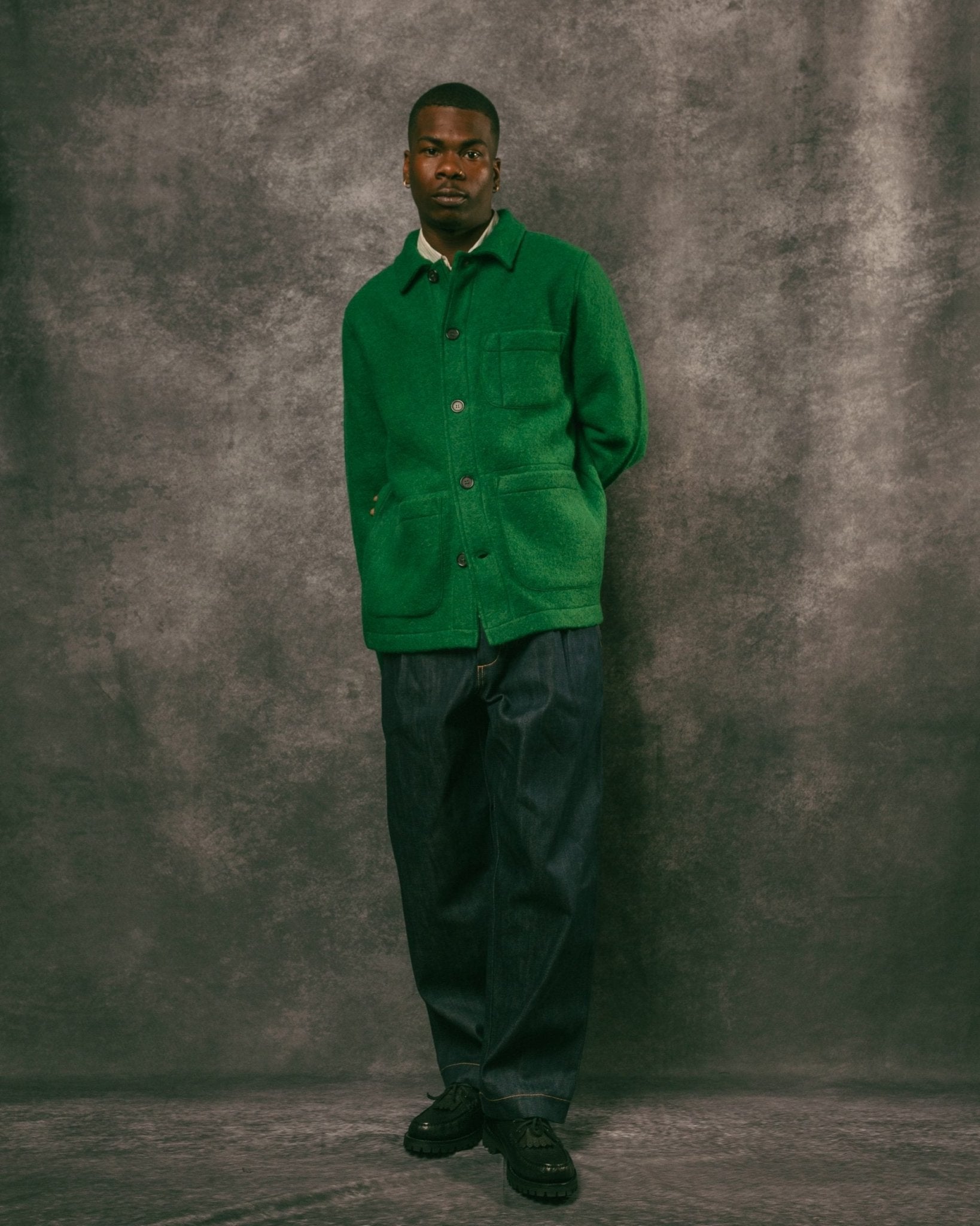 Field Jacket Green Wool Fleece - UNIVERSAL WORKS