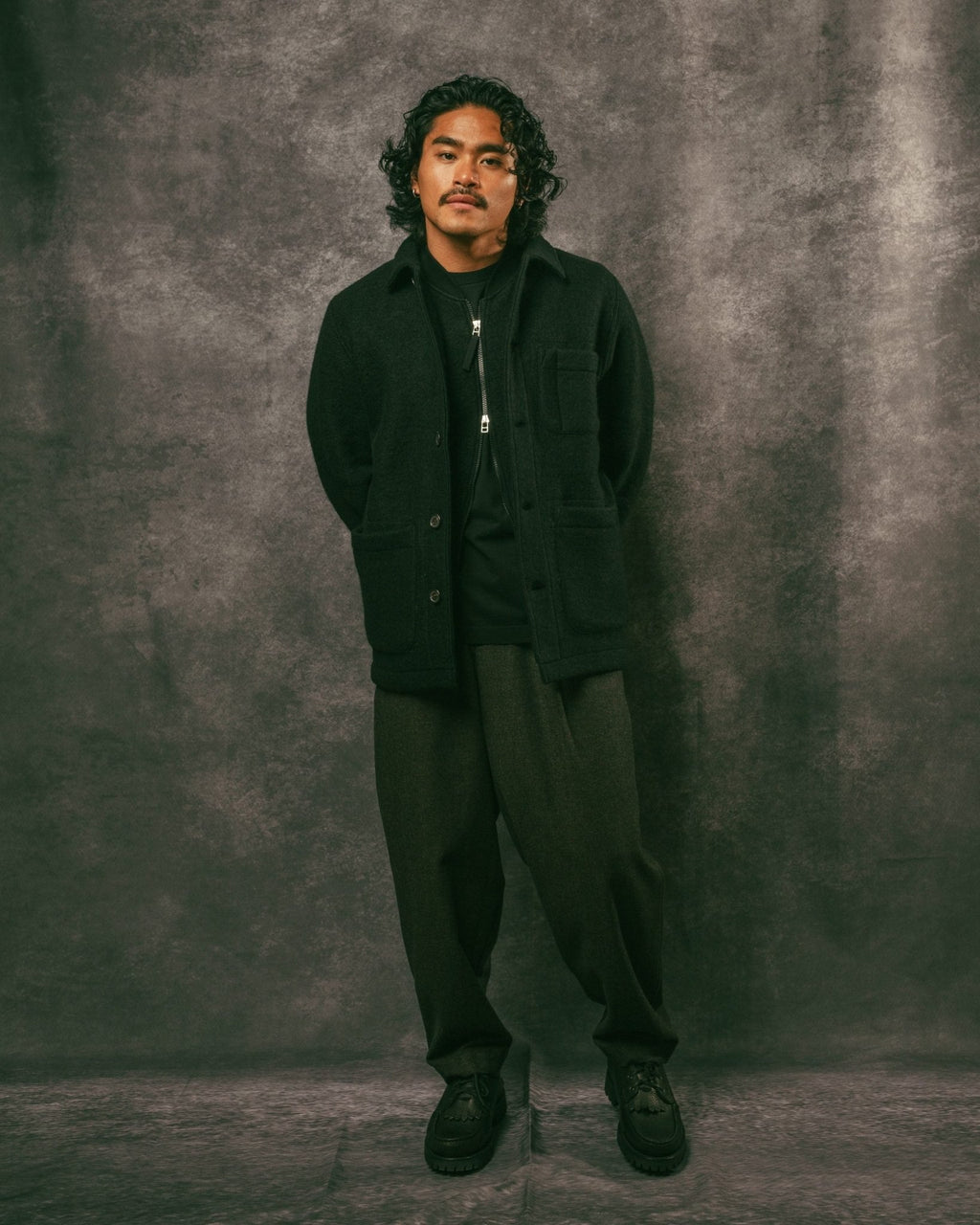 Field Jacket Wool Fleece Black - UNIVERSAL WORKS