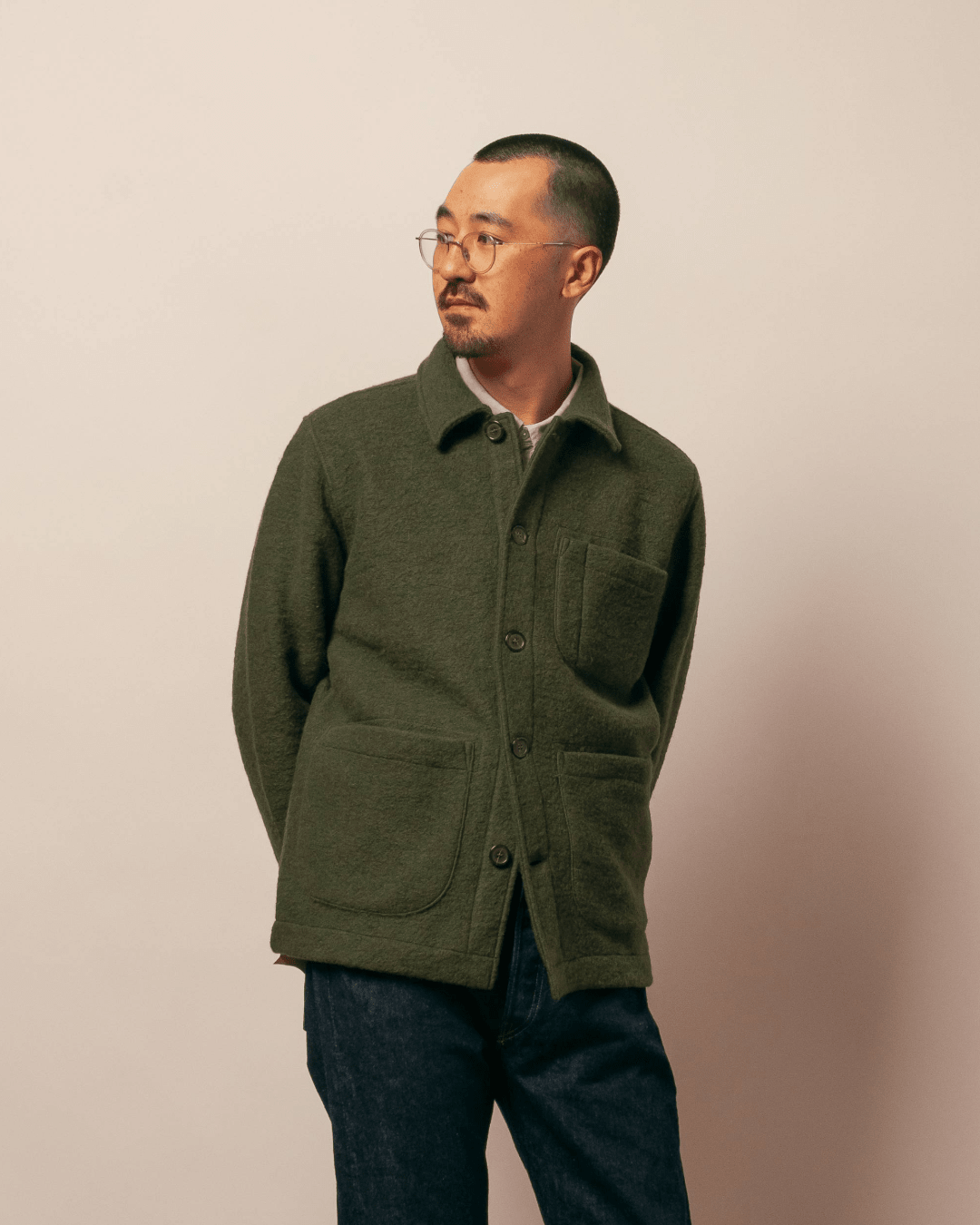 Field Jacket Wool Fleece Olive - UNIVERSAL WORKS