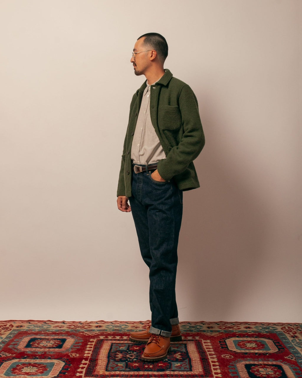 Field Jacket Wool Fleece Olive - UNIVERSAL WORKS