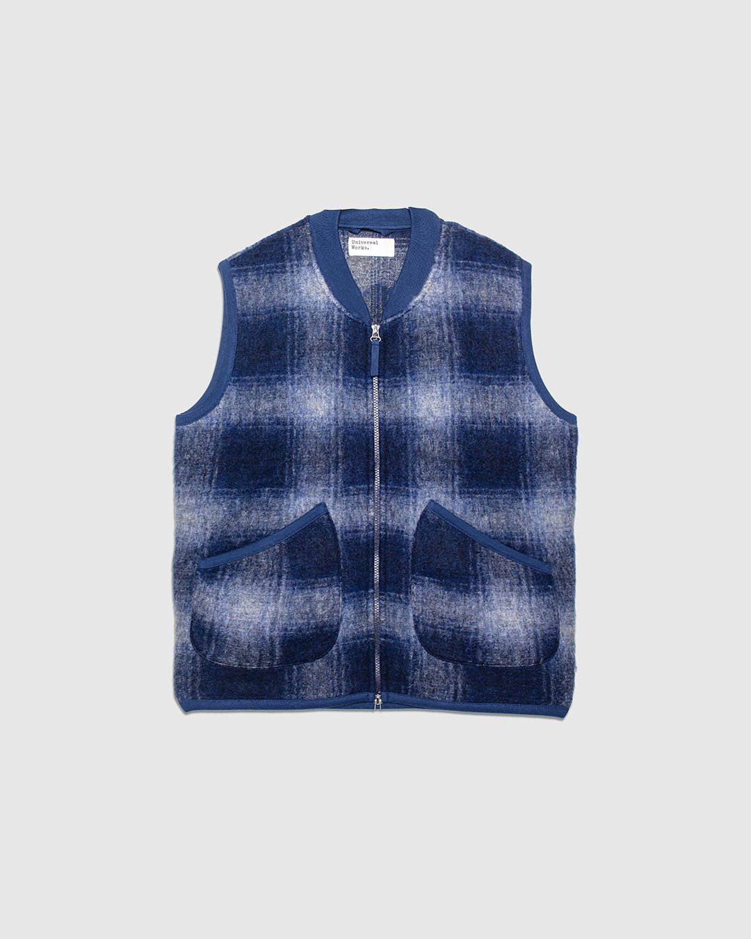 Fresco Fleece Zip Waistcoat - Navy/ Grey - UNIVERSAL WORKS