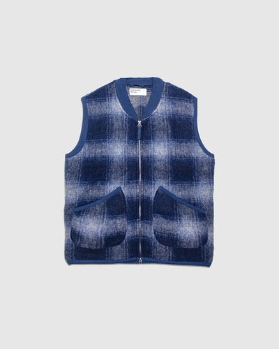 Fresco Fleece Zip Waistcoat - Navy/ Grey - UNIVERSAL WORKS